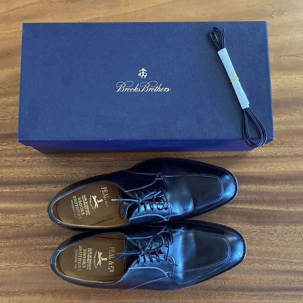 Brooks Brothers Peal & Co black leather Oxford mens shoes - size 7.5